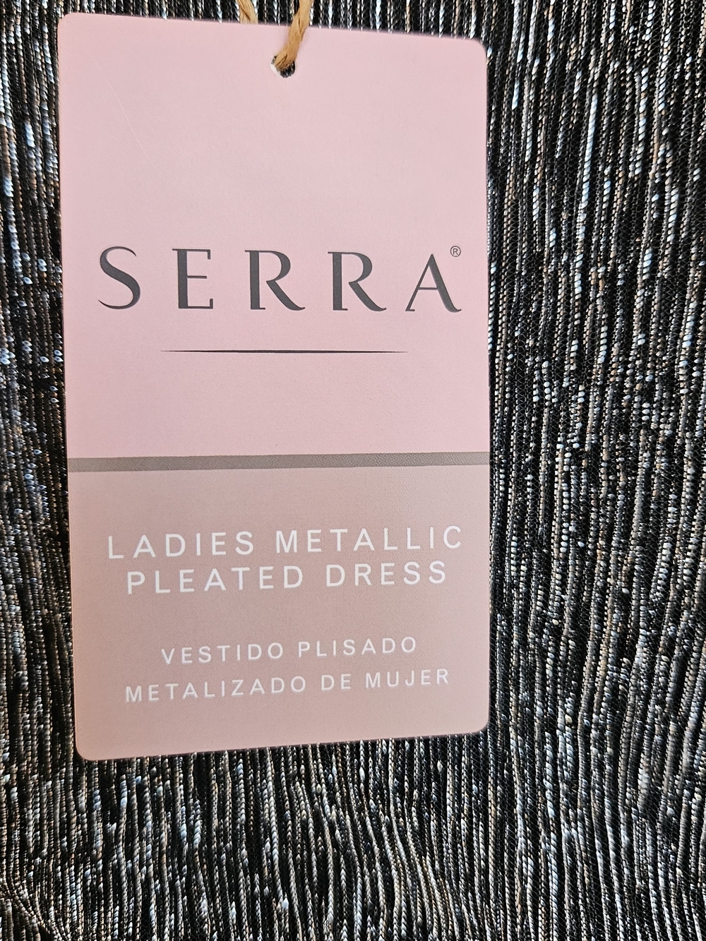 Serra Metallic Silver Plisse Long Sleeve Wrap Dress NWT Size Small - Picture 4 of 16
